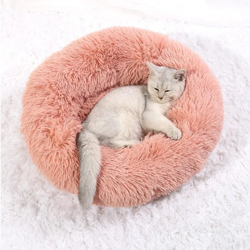 Lit Rond en Peluche pour Chiens et Chats