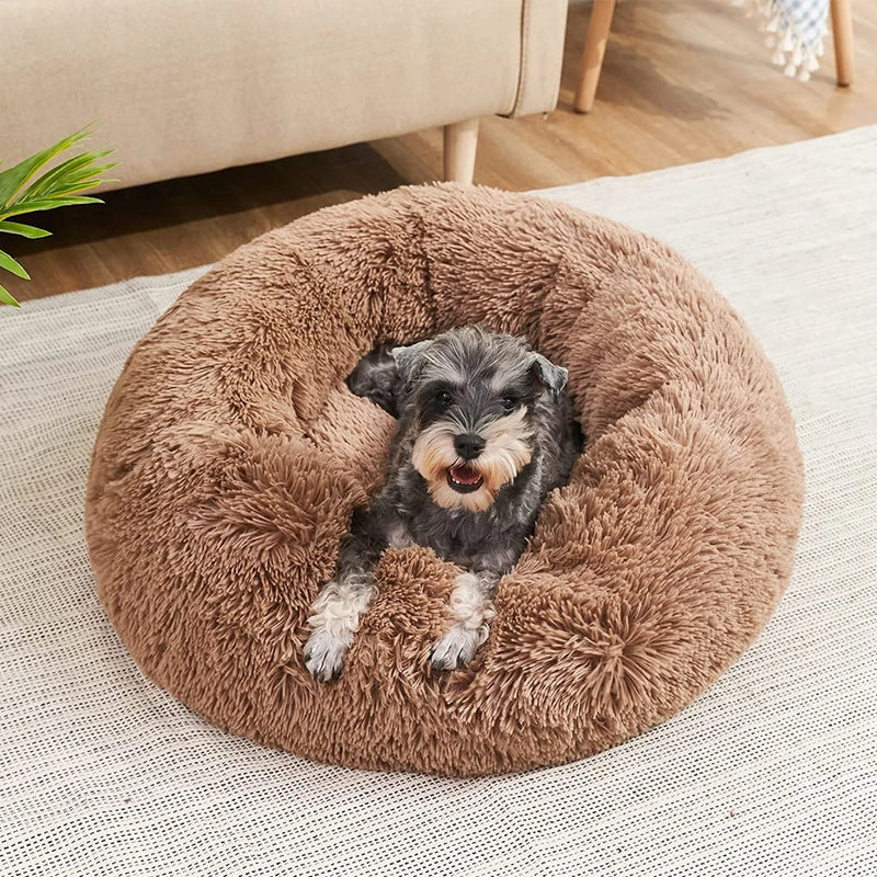 Lit Rond en Peluche pour Chiens et Chats