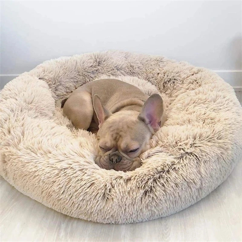 Lit Rond en Peluche pour Chiens et Chats